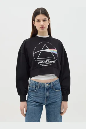 J MUSIC MATTER Felpa Cropped Nera Stampa Pink Floyd, Donna