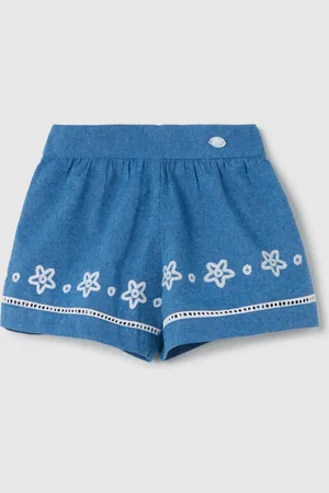 FAGOTTINO Shorts In Cotone Con Ricamo Floreale, Bambina