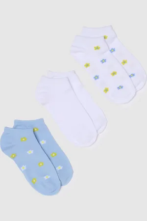 OVS OVS , Tripack Calze Corte Con Fiorellini, Donna