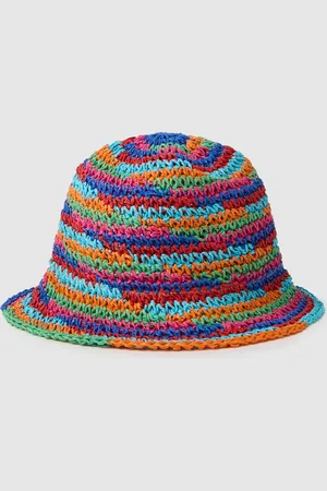 PIOMBO Cappello In Rafia A Righe, Donna