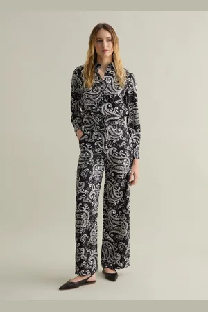 PIOMBO Pantalone A Gamba Larga Stampa All-over, Donna