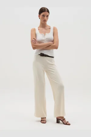 OVS OVS , Pantalone A Gamba Larga In Maglia Crema, Donna