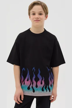 OVS T-shirt In Cotone Con Stampa Fiamme, Bambino
