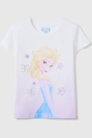 OVS T-shirt Bianca In Cotone Stretch Con Stampa Elsa, Bambina