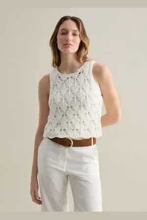 PIOMBO Tank Top In Cotone Crochet , Donna