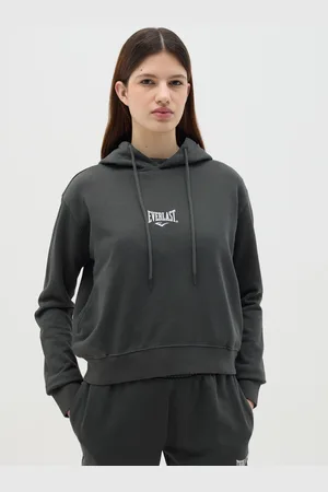 Everlast Felpa Con Cappuccio Grigia Stampa Logo, Donna
