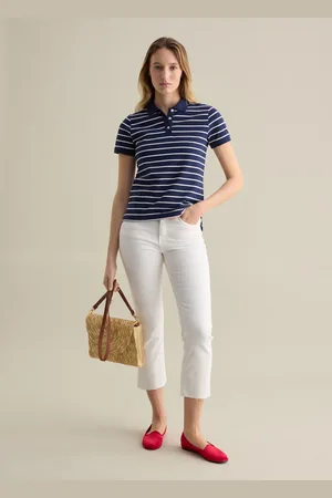 PIOMBO Polo In Piquet A Righe Bianche E Blu, Donna