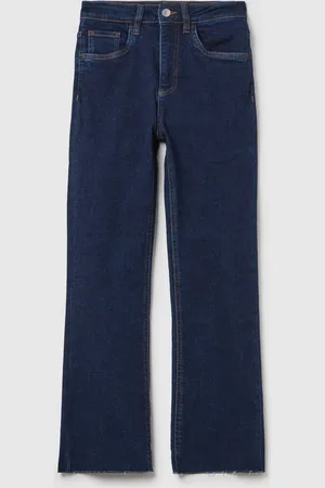 PIOMBO Jeans Flare Fit Cropped Con Orlo A Vivo Blu, Donna