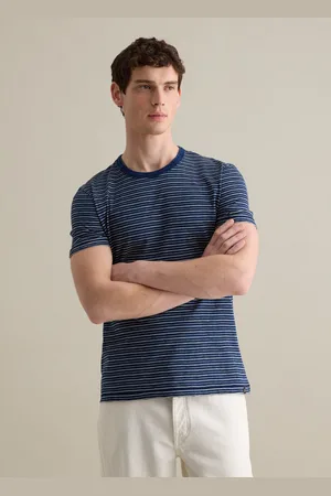 PIOMBO T-shirt Blu E Bianca In Cotone A Righe, Uomo