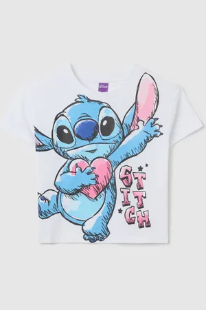 OVS T-shirt Crop Bianca In Cotone Con Stampa Stitch, Bambina