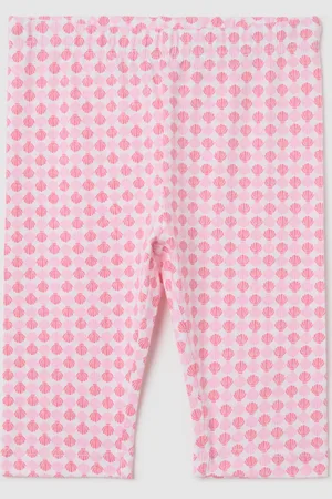 FAGOTTINO Leggings Bianco E Rosa A Tre Quarti Stretch Con Stampa, Bambina