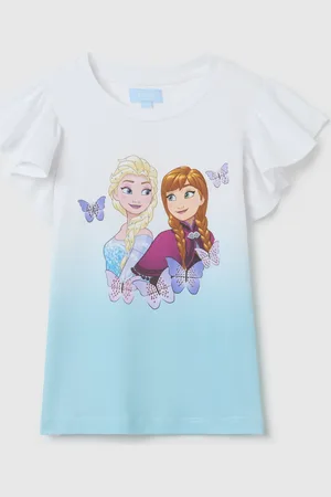 OVS T-shirt Bianca E Azzurra Con Stampa Elsa E Anna, Bambina