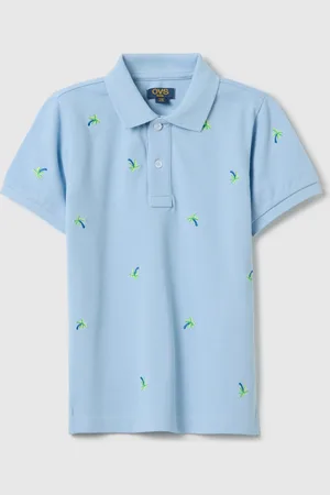 OVS Polo Azzurra In Piquet Con Ricamo Palme, Bambino