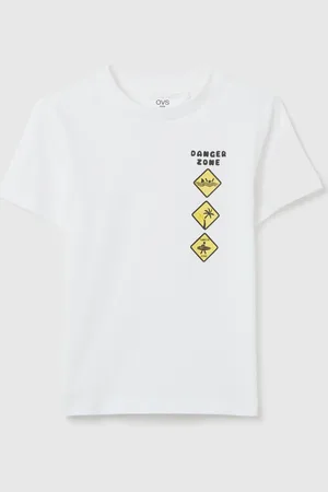 OVS T-shirt Bianca In Cotone Con Stampa "danger Zone", Bambino