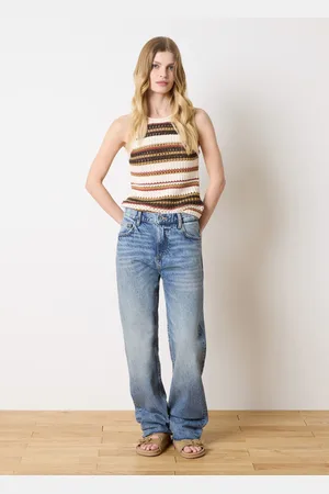 OVS Tank Top A Righe Crochet Beige E Marrone Con Dettagli Lurex, Donna