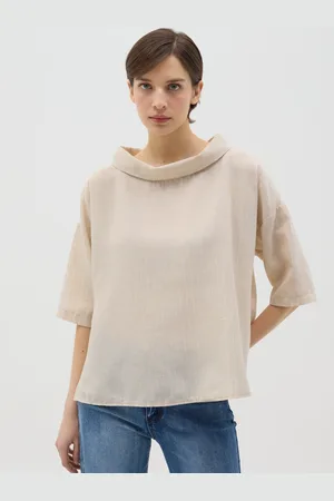 Hybrid Maglia Gessata In Lurex Collo Ad Anello , Donna