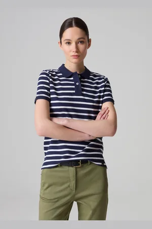 PIOMBO Polo In Piquet Di Cotone Bio A Righe, Donna