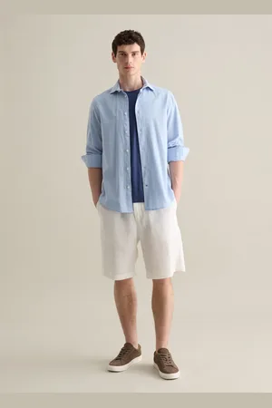 PIOMBO Bermuda In Lino Con Coulisse Interna, Uomo