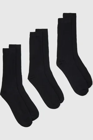 OVS OVS , Tripack Calze Nere Midi A Costine, Uomo