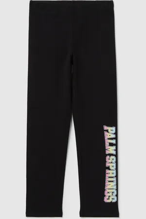 OVS Leggings Neri In Cotone Stretch Stampa "palm Springs", Bambina