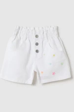 OVS Shorts Bianchi Paper Bag Con Ricami, Bambina