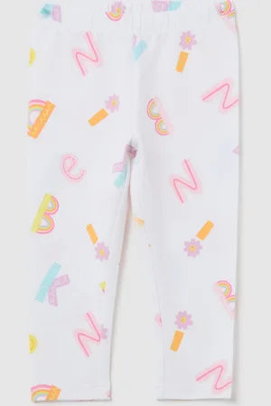 FAGOTTINO Leggings Bianchi Stretch Con Stampa Lettere, Bambina