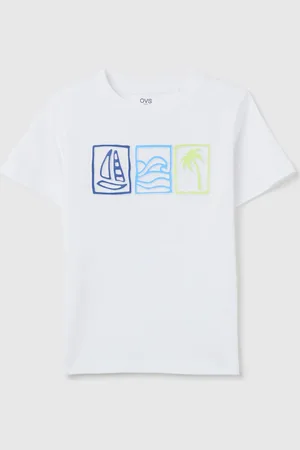 OVS T-shirt Bianca In Cotone Con Stampa Motivo Mare, Bambino