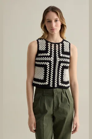 PIOMBO Tank Top Crochet Bicolore, Donna