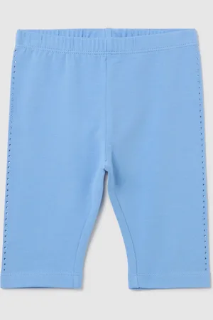 FAGOTTINO Leggings Azzurri A Tre Quarti Stretch Con Strass, Bambina