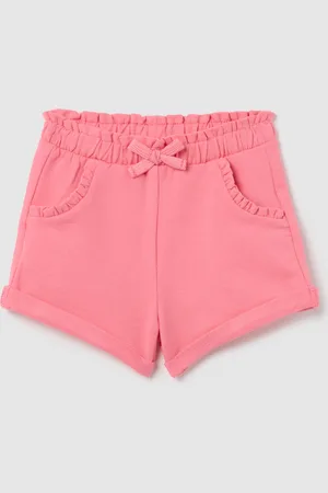 FAGOTTINO Shorts In French Terry Con Fiocco E Rouches, Bambina