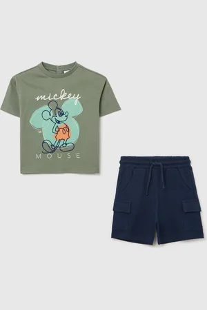 FAGOTTINO Jogging Set Blu E Verde Con Ricamo Topolino, Bambino