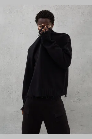 UTOPJA Crewneck Distressed Pullover Black, Uomo