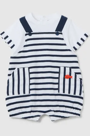 FAGOTTINO Tutina A Righe Blu E Bianche In Cotone, Unisex