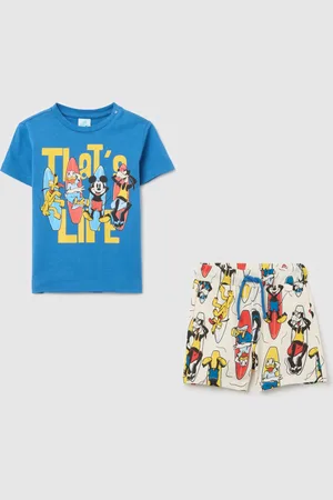 OVS Completo T-shirt Blu E Shorts Con Stampa Disney, Bambino