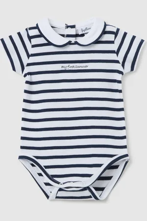 FAGOTTINO Body A Righe Blu E Bianche In Cotone Bio, Unisex