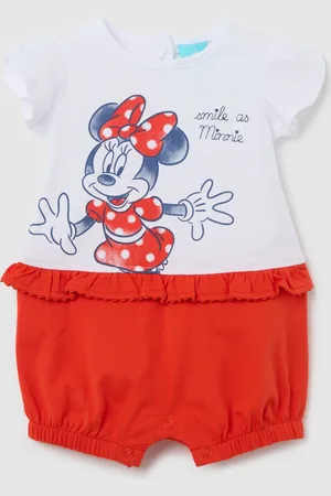 OVS Tutina Con Motivo Minnie In Cotone Bianco E Rosso, Neonata