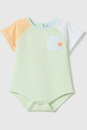 FAGOTTINO Body Color Block Verde E Arancione In Cotone Bio, Unisex