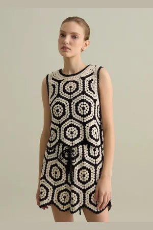 PIOMBO Tank Top Crochet Con Motivo Geometrico, Donna