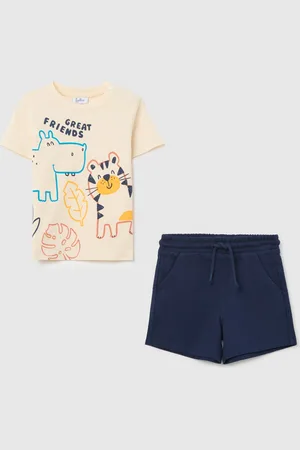 FAGOTTINO Jogging Set Con Stampa Animali In Cotone, Bambino