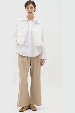 Hybrid Giacca Bianca In Cotone Con Borchie, Donna