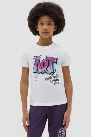 OVS T-shirt Bianca In Cotone Con Stampa "street Art", Bambina