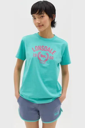 Lonsdale London T-shirt Con Maniche Corte Azzurra, Unisex