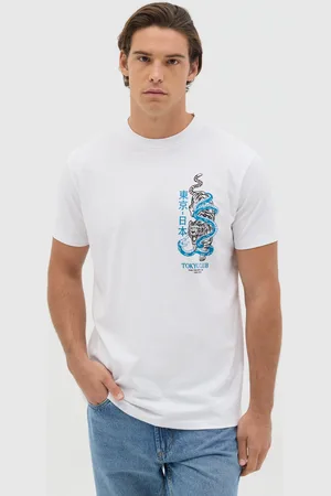 OVS T-shirt Bianca Con Stampa Tokyo Club, Uomo