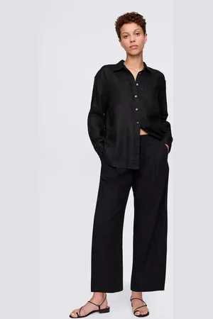 GAP Pantaloni Ampi Neri In Lino E Viscosa, Donna