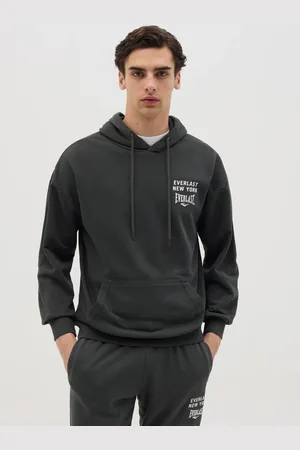 Everlast Felpa Con Cappuccio Grigia Stampa Logo, Uomo