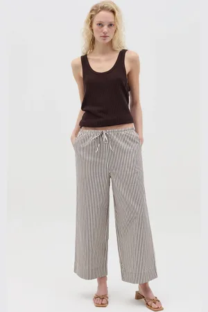 OVS OVS , Pantalone A Gamba Larga A Righe Bianche E Marroni, Donna