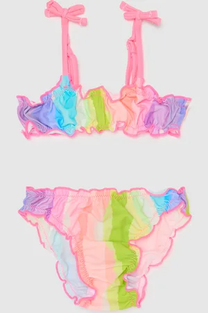 OVS Bikini Da Bambina In Tessuto Elasticizzato Multicolore Con Balze
