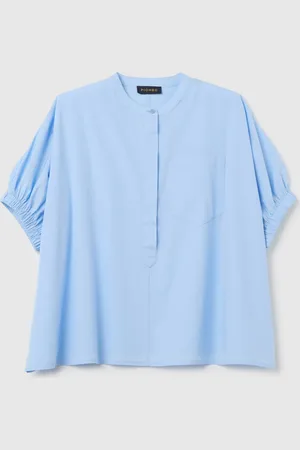 PIOMBO Camicia Oversize Da Donna In Puro Cotone Azzurra