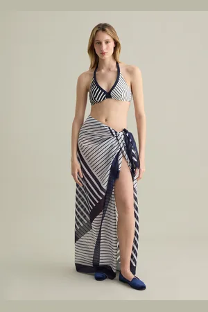 PIOMBO Top Bikini Da Donna In Tessuto Elasticizzato A Righe