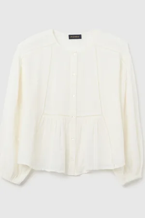 PIOMBO Blusa Bianca In Cotone, Donna